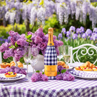 Thumbnail for Purple and White Gingham – Champagne Collection Bottle Wrap on Champagne Bottle