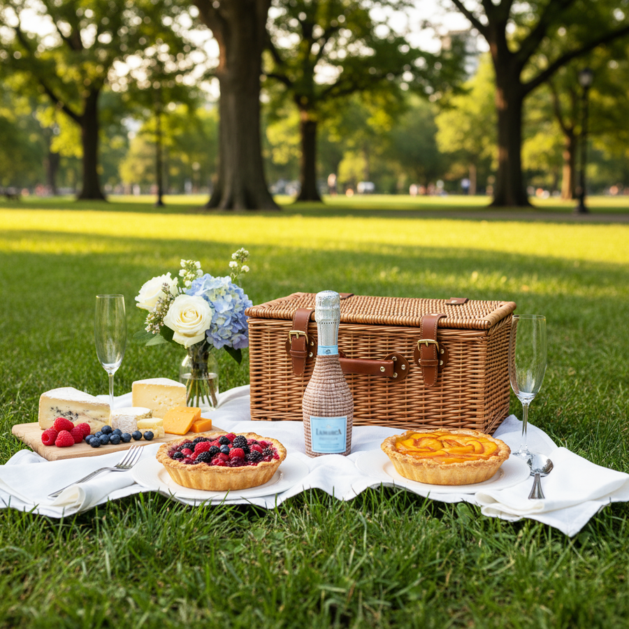 Honey Rattan Weave Mini Bottle Wrap Set on Mini La Marca Prosecco