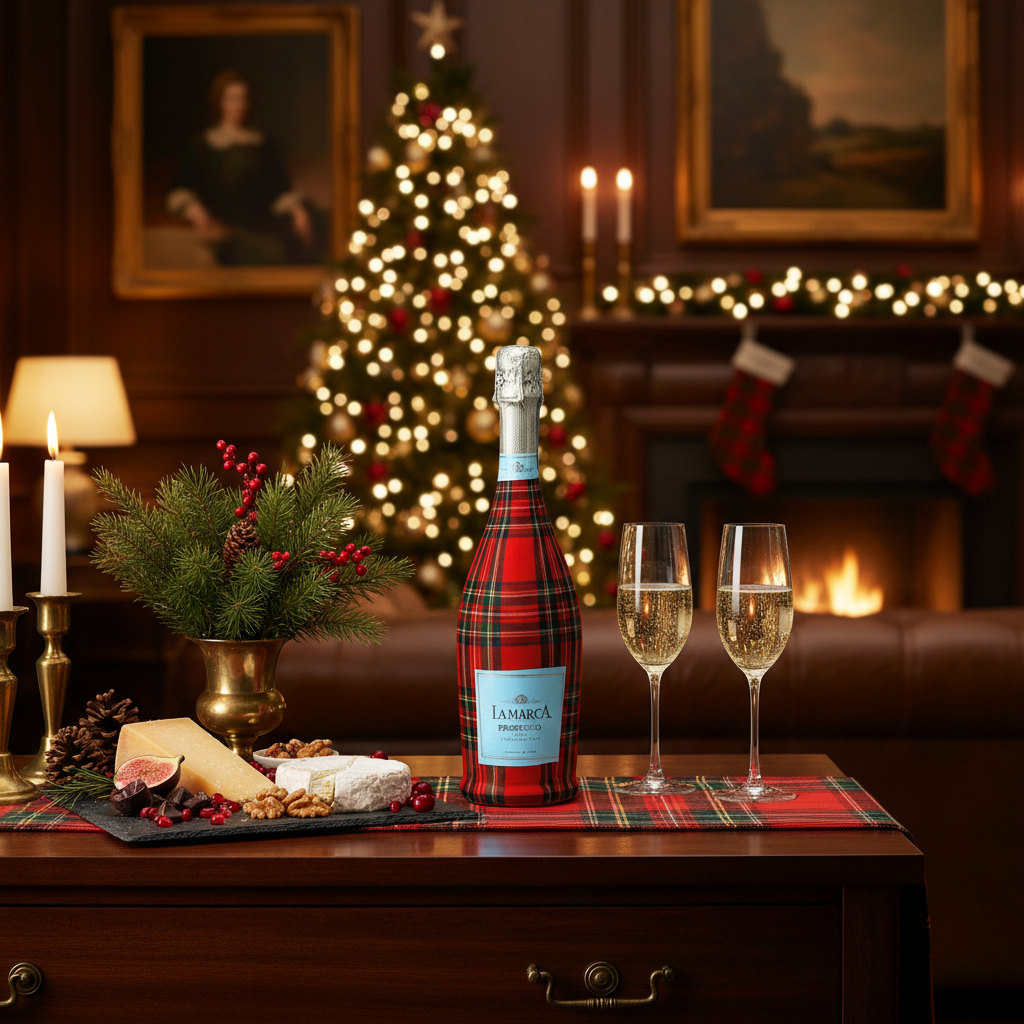 Beau Bottles Red and Green Christmas Tartan - Prosecco Collection