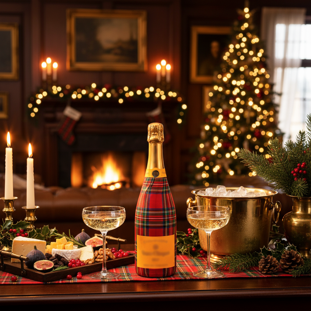 Beau Bottles Red and Green Christmas Tartan - Champagne Collection