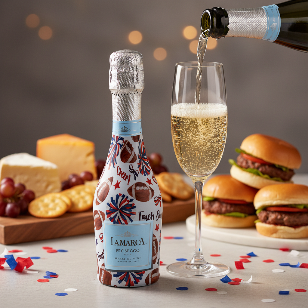 Red and Navy Game Day Mini Bottle Wrap Set on Mini La Marca Prosecco