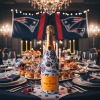 Thumbnail for Red and Navy Game Day Bottle Wrap on Champagne Bottle