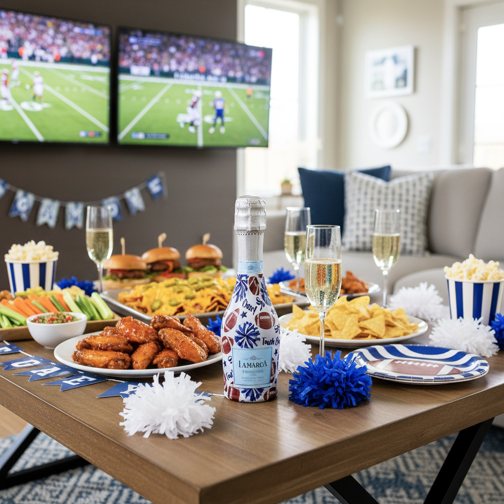 Beau Bottles Royal Blue and White Game Day - MINI Prosecco Collection - Set of 6 (Wraps Only)
