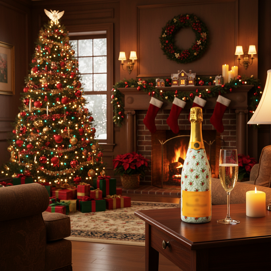 Beau Bottles Limited Edition Scalloped Christmas Berries - Champagne Collection