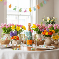 Thumbnail for Spring Folk Bunnies Bottle Wrap on Champagne Bottle