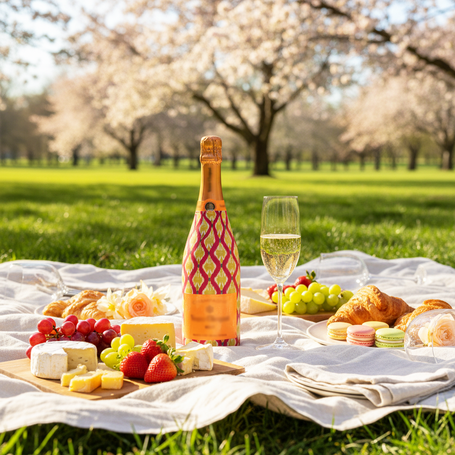 Spring Wave Bottle Wrap on Champagne Bottle