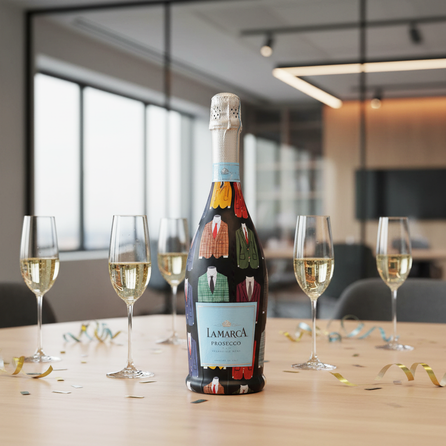 Suits Bottle Wrap on La Marca Prosecco