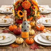Thumbnail for Autumn Turkey Trellis Bottle Wrap on Champagne Bottle