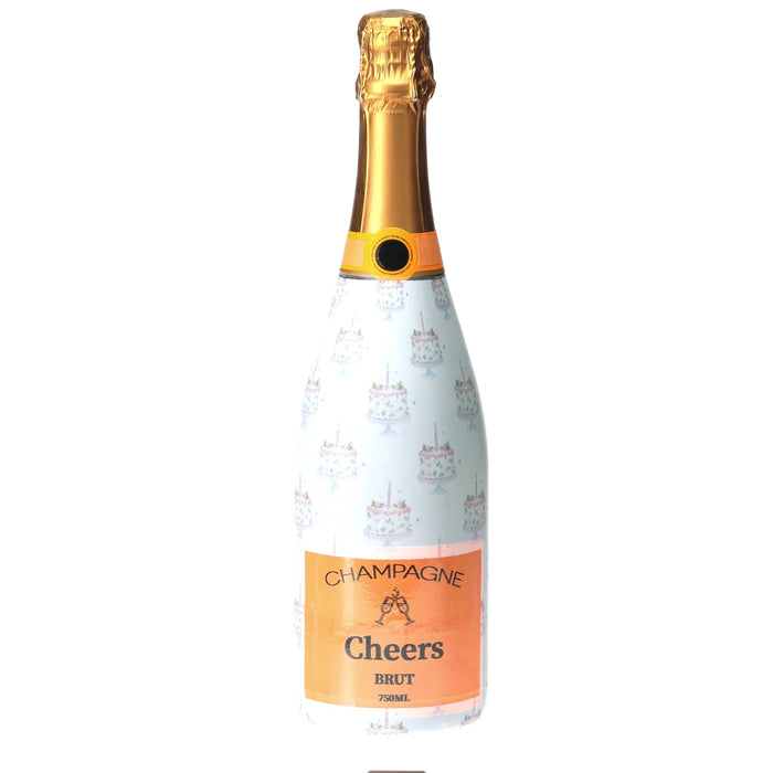 Grandmillennial Pastel Birthday Cakes Champagne Bottle Wrap — 360 view