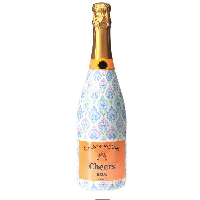 Grandmillennial Pastel Jewels Champagne Bottle Wrap — 360 view