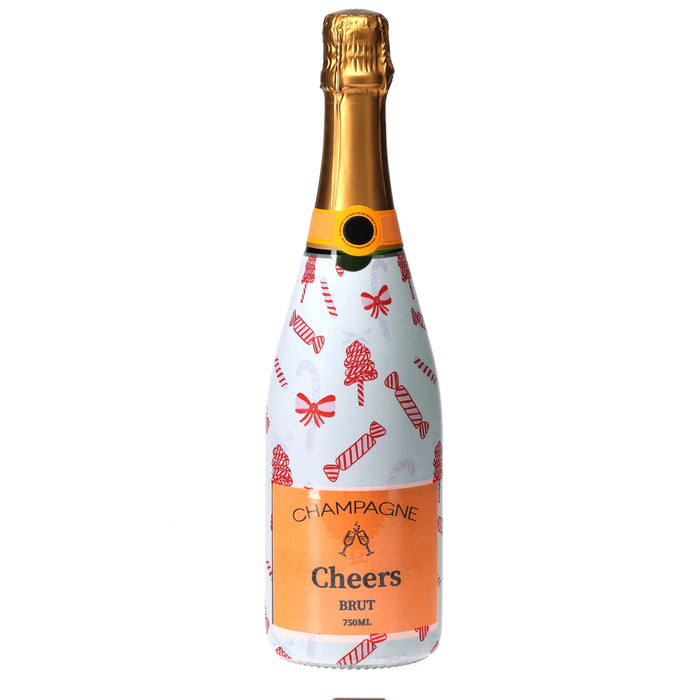 Limited Edition Luxe Candy Cane Champagne Bottle Wrap — 360 view