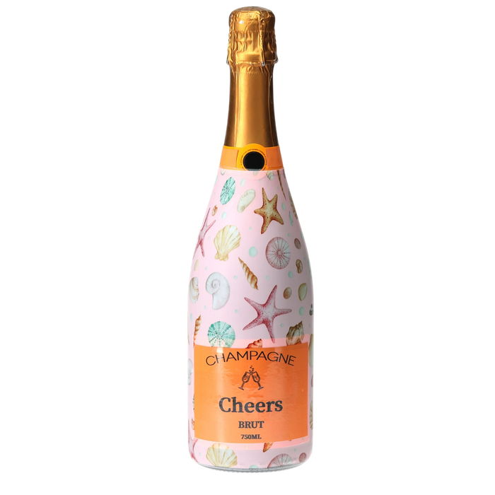 Pink Seashells Champagne Bottle Wrap — 360 view