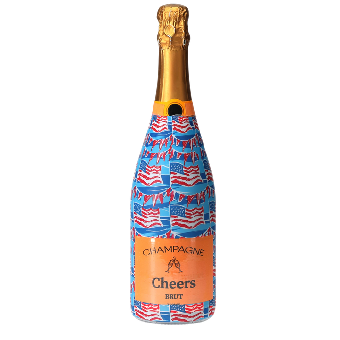 Stars & Stripes Champagne Bottle Wrap — 360 view
