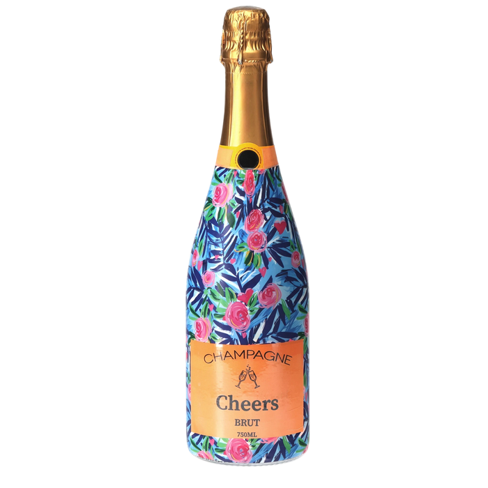 Preppy Roses with Love Champagne Bottle Wrap — 360 view