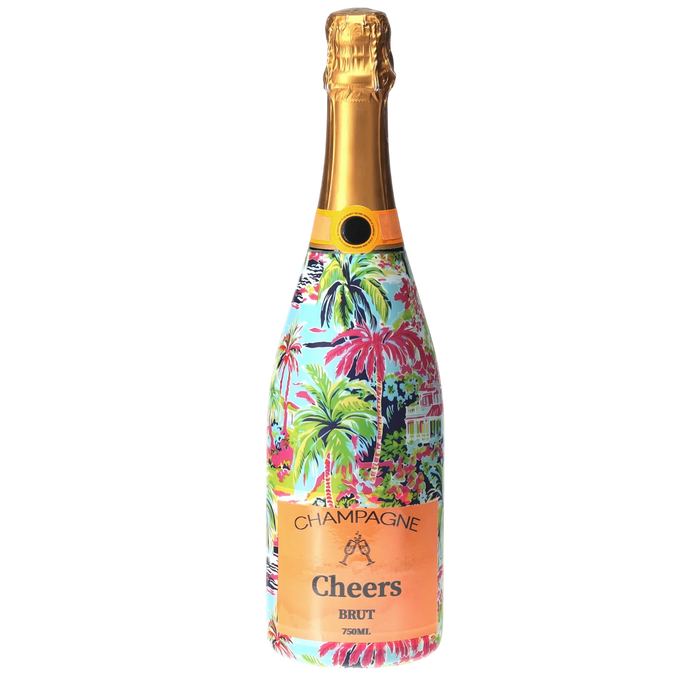 Pink Key West Cottage Champagne Bottle Wrap — 360 view