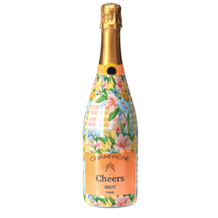 Preppy Springtime Serenity Champagne Bottle Wrap — 360 view