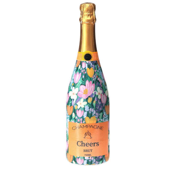 Preppy Southern Spring Champagne Bottle Wrap — 360 view