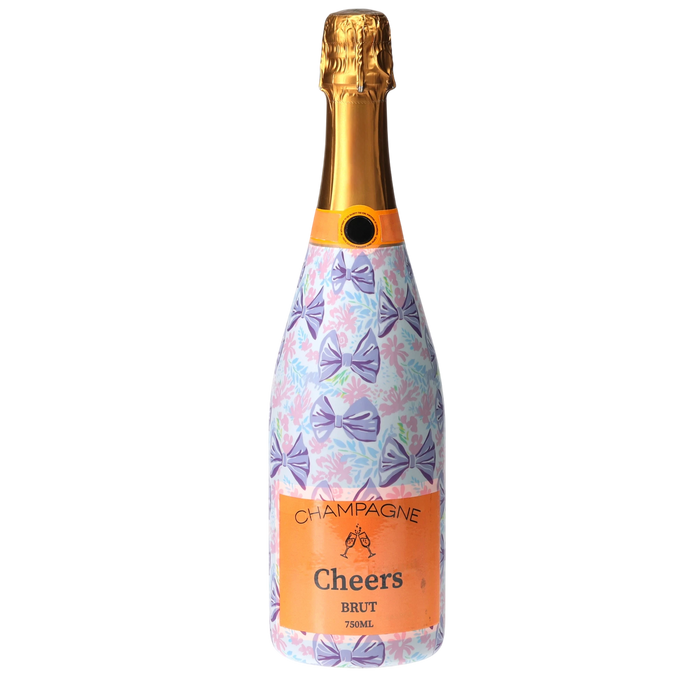 Lavender Lace Bows Champagne Bottle Wrap — 360 view
