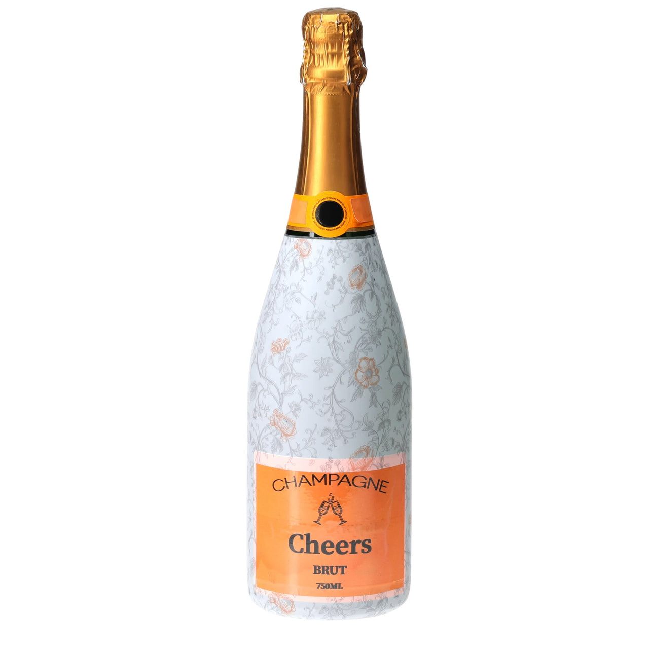 Floral Bridal Bliss Champagne Bottle Wrap bottle wrap on a Veuve Clicquot champagne bottle