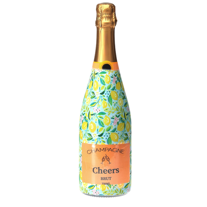 Preppy Lemons Champagne Bottle Wrap — 360 view