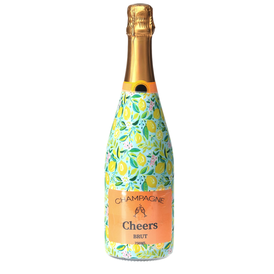 Preppy Lemons Champagne Bottle Wrap — 360 view