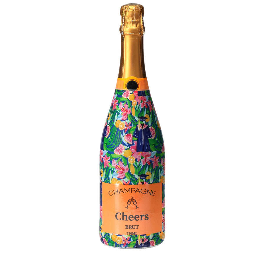 Floral Graduation Champagne Bottle Wrap