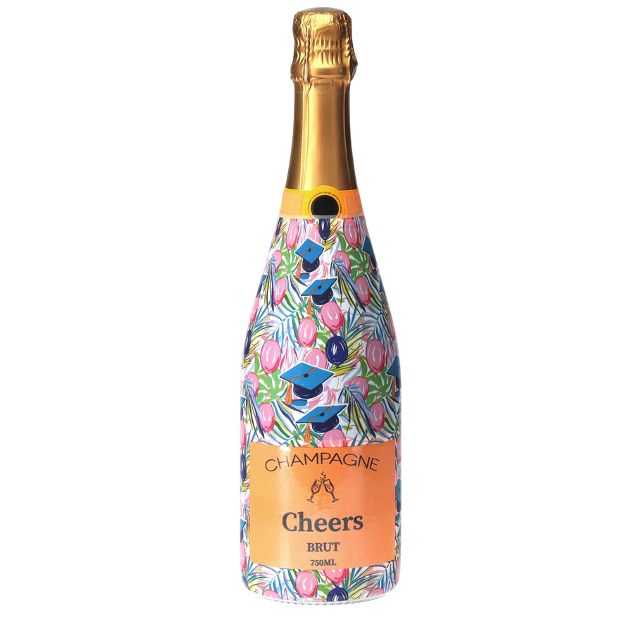 Pink Graduation Champagne Bottle Wrap — 360 view