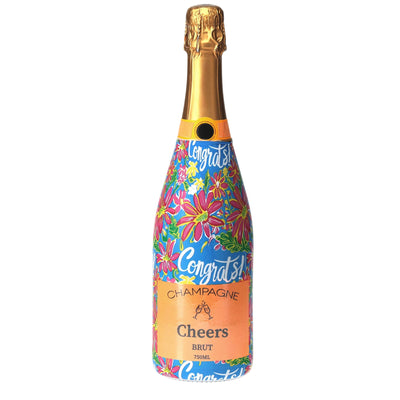 Preppy Congrats Champagne Bottle Wrap bottle wrap on a Veuve Clicquot champagne bottle