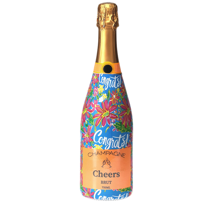 Preppy Congrats Champagne Bottle Wrap — 360 view