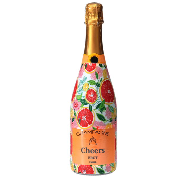 Preppy Grapefruits Champagne Bottle Wrap — 360 view