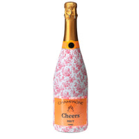 Thumbnail for Grandmillennial Pink Floral Champagne Bottle Wrap bottle wrap on a Veuve Clicquot champagne bottle