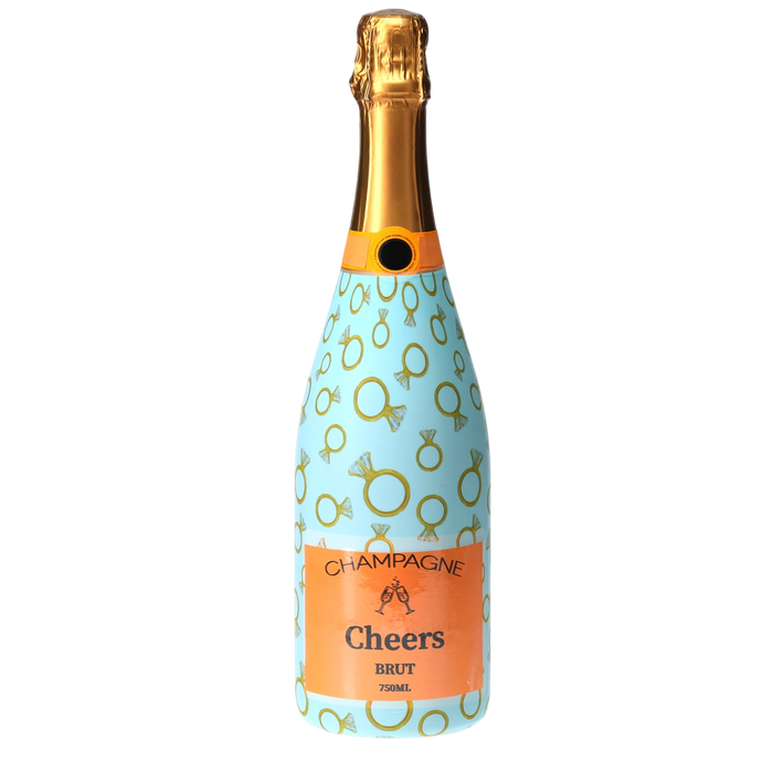 Blue Engagement Ring Champagne Bottle Wrap — 360 view