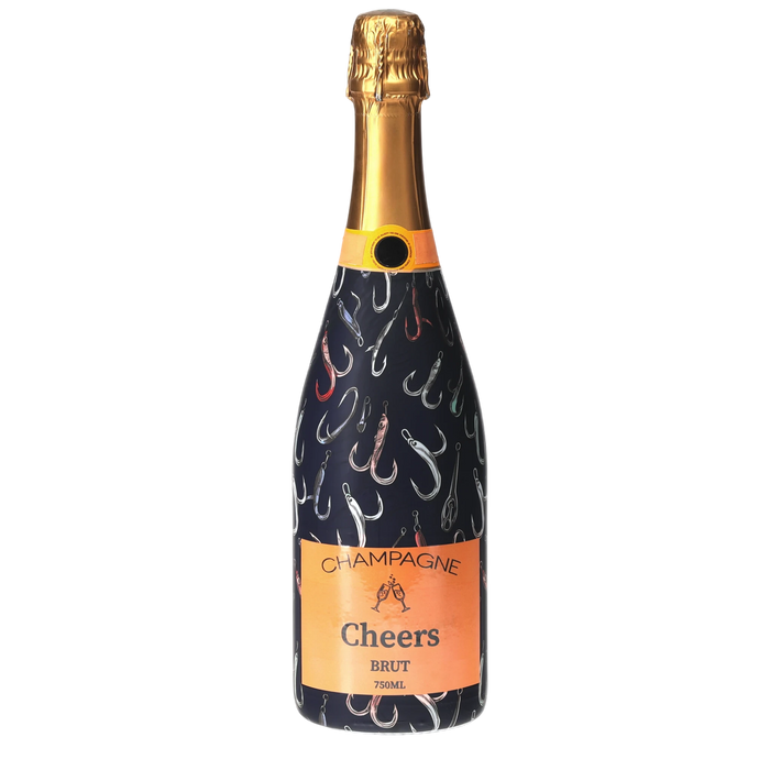 Fishing Hooks Champagne Bottle Wrap — 360 view