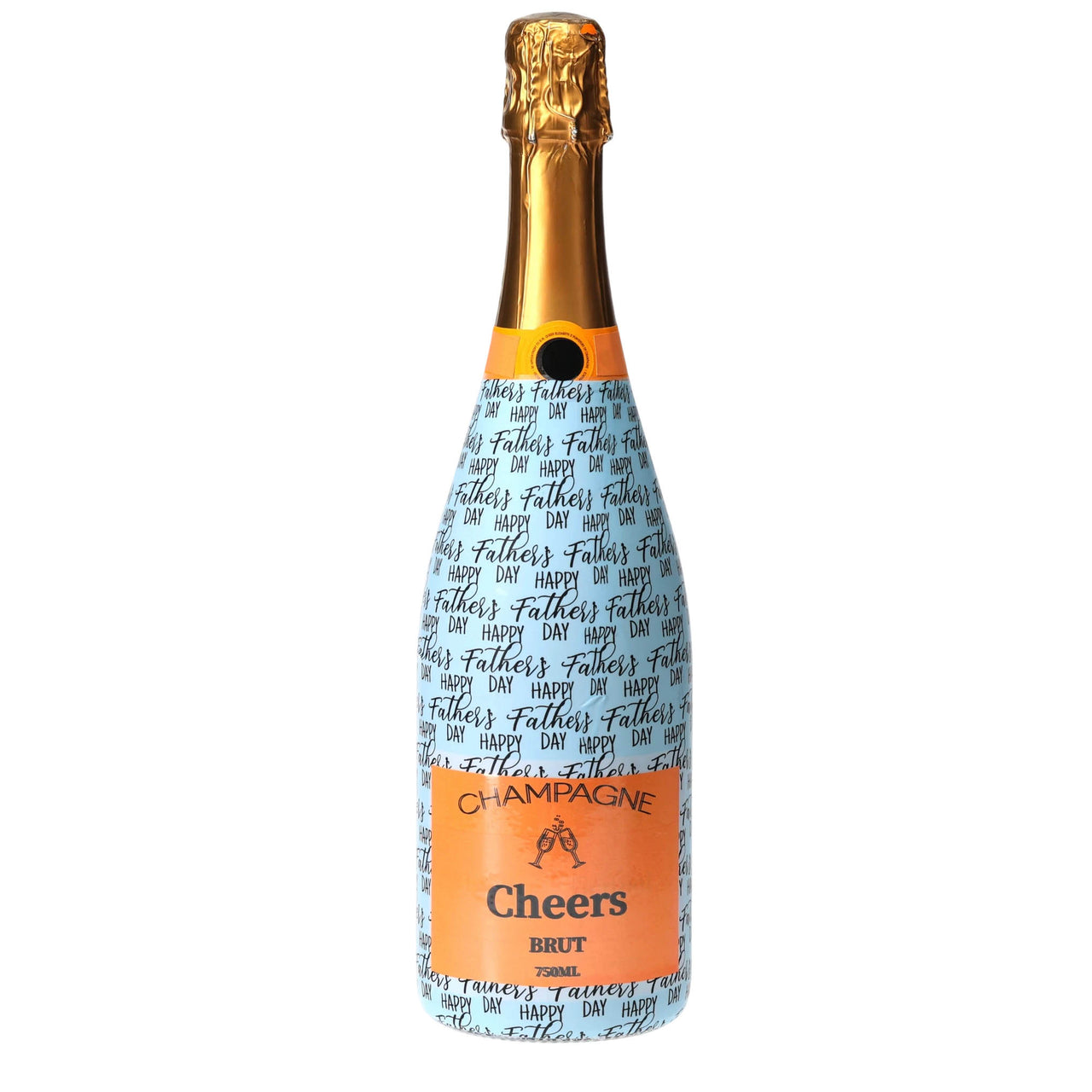 Happy Fathers Day Champagne Bottle Wrap bottle wrap on a Veuve Clicquot champagne bottle