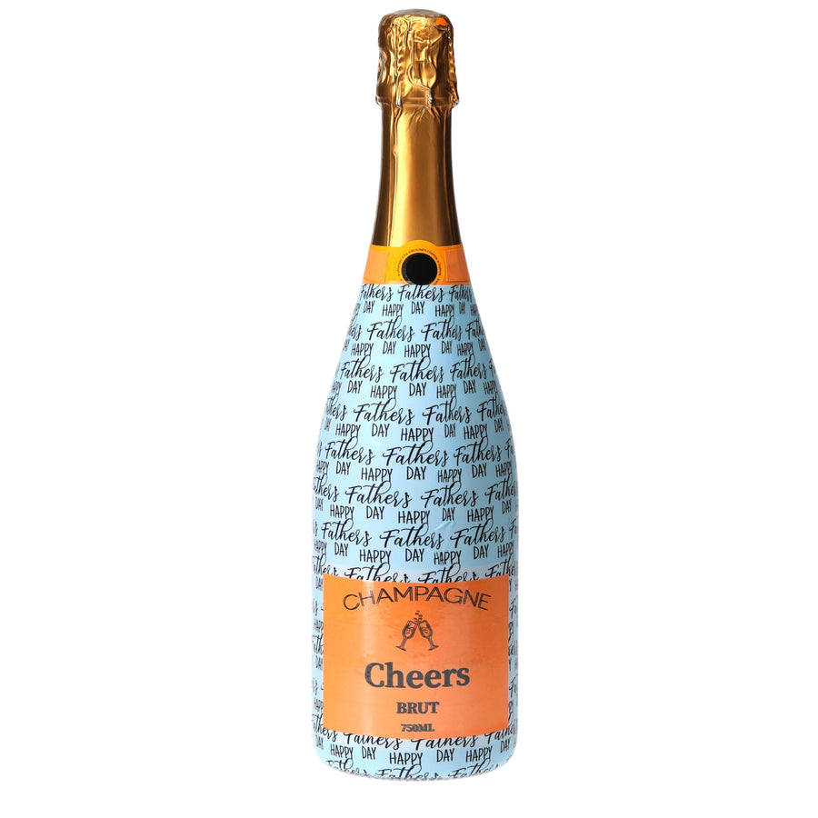 Happy Fathers Day Champagne Bottle Wrap bottle wrap on a Veuve Clicquot champagne bottle