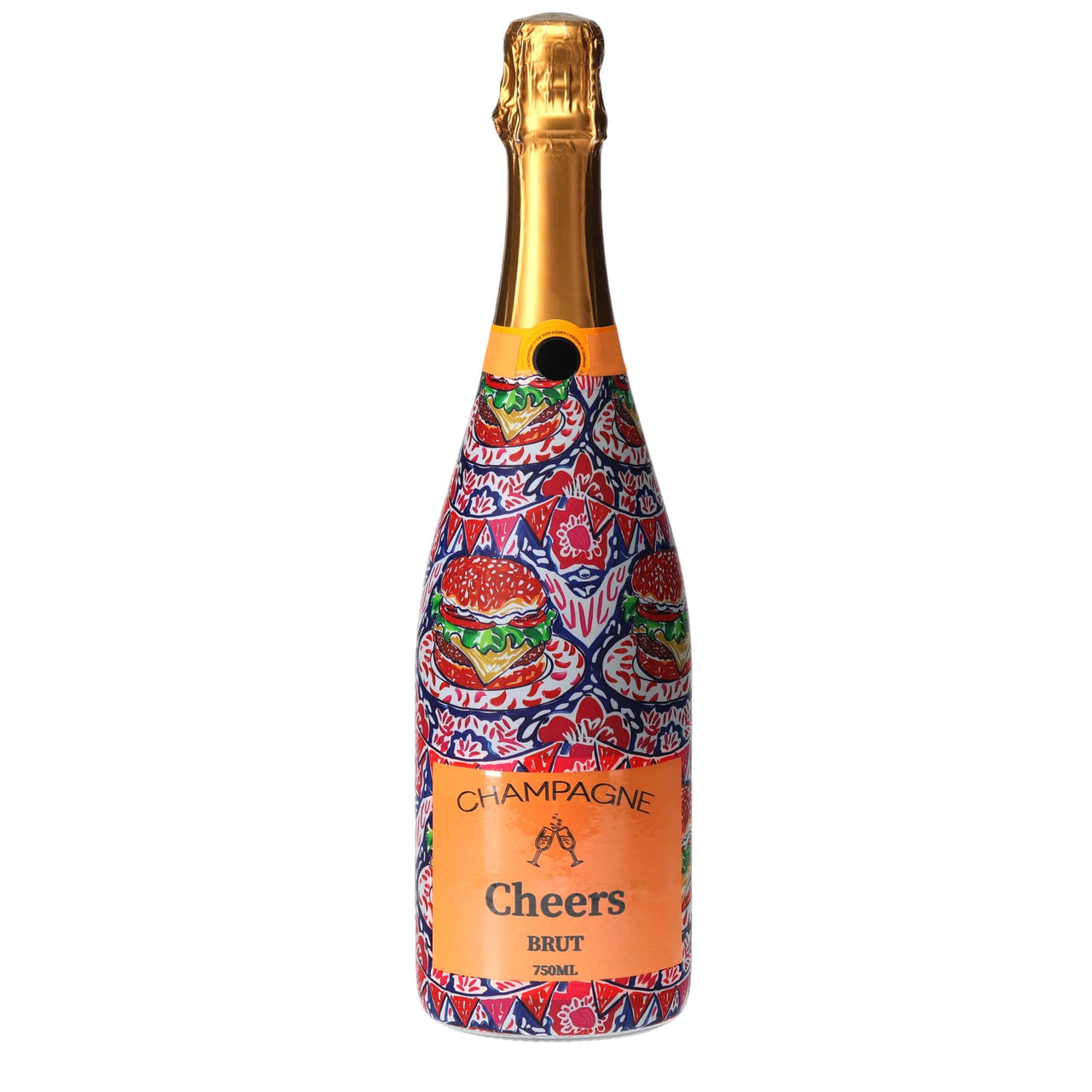 Summer Grill Out Champagne Bottle Wrap bottle wrap on a Veuve Clicquot champagne bottle