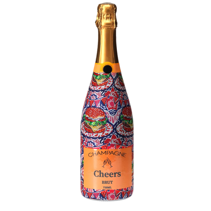 Summer Grill Out Champagne Bottle Wrap — 360 view