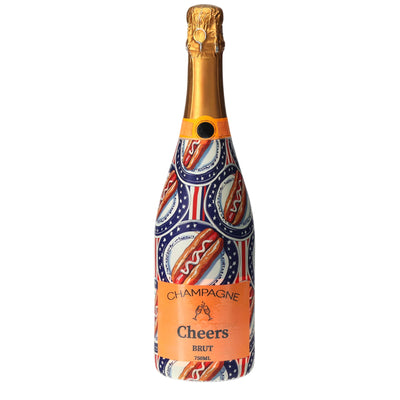 Summer Hot Dog Champagne Bottle Wrap bottle wrap on a Veuve Clicquot champagne bottle