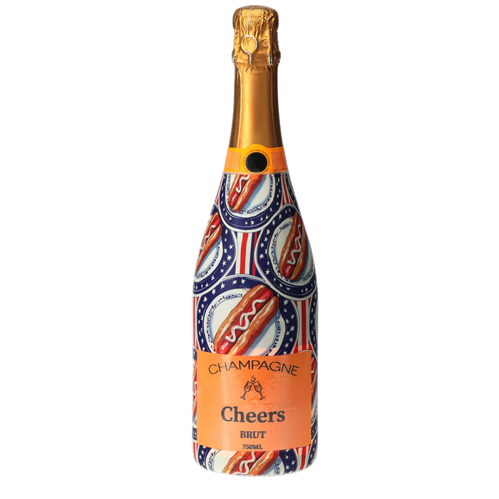 Summer Hot Dog Champagne Bottle Wrap — 360 view
