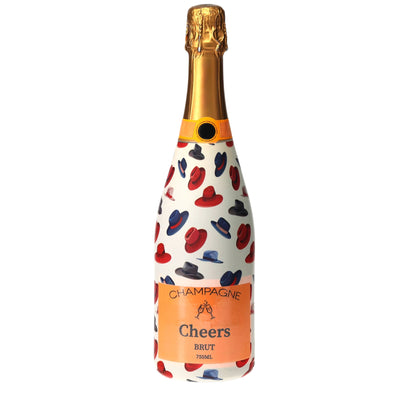 Fedora Champagne Bottle Wrap bottle wrap on a Veuve Clicquot champagne bottle