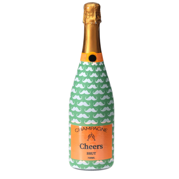 Mustaches Champagne Bottle Wrap — 360 view