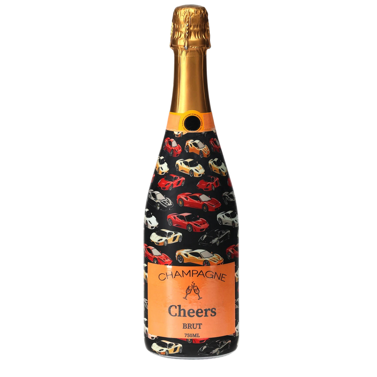 Vroom Vroom Champagne Bottle Wrap bottle wrap on a Veuve Clicquot champagne bottle