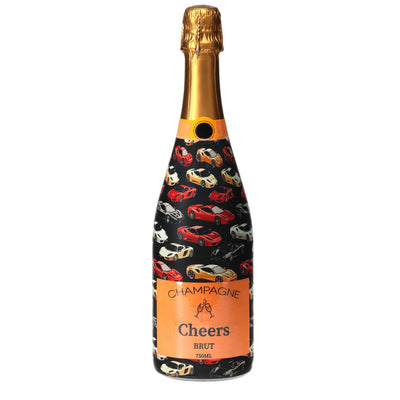 Vroom Vroom Champagne Bottle Wrap bottle wrap on a Veuve Clicquot champagne bottle