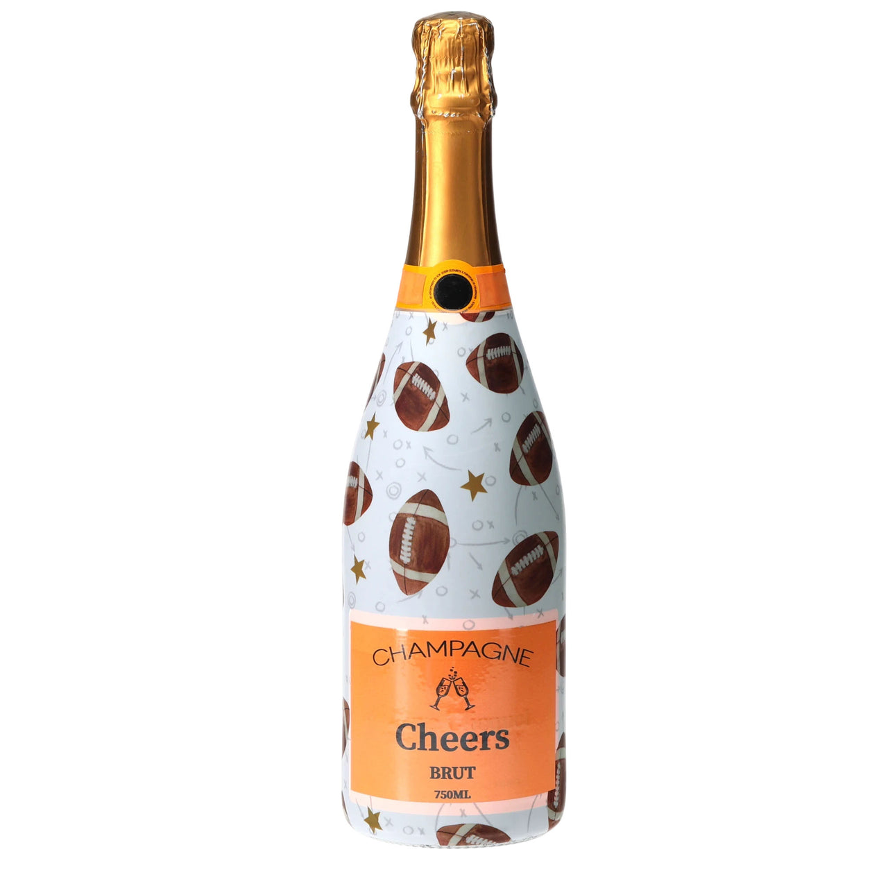 Footballs Champagne Bottle Wrap bottle wrap on a Veuve Clicquot champagne bottle