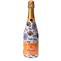 Thumbnail for Blue & Orange Game Day Champagne Bottle Wrap bottle wrap on a Veuve Clicquot champagne bottle