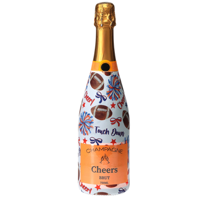 Blue & Orange Game Day Champagne Bottle Wrap bottle wrap on a Veuve Clicquot champagne bottle