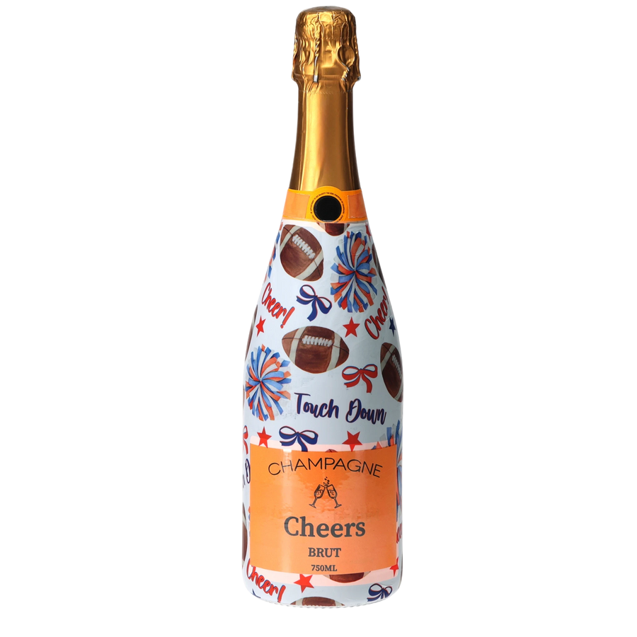 Blue & Orange Game Day Champagne Bottle Wrap bottle wrap on a Veuve Clicquot champagne bottle