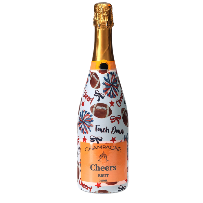Red & Navy Game Day Champagne Bottle Wrap — 360 view