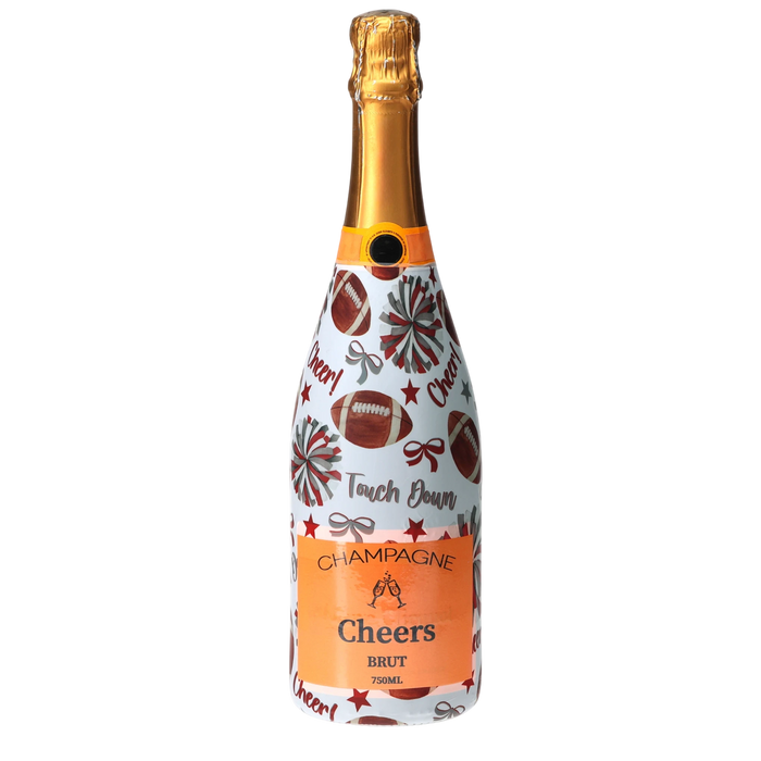 Crimson & Grey Game Day Champagne Bottle Wrap — 360 view