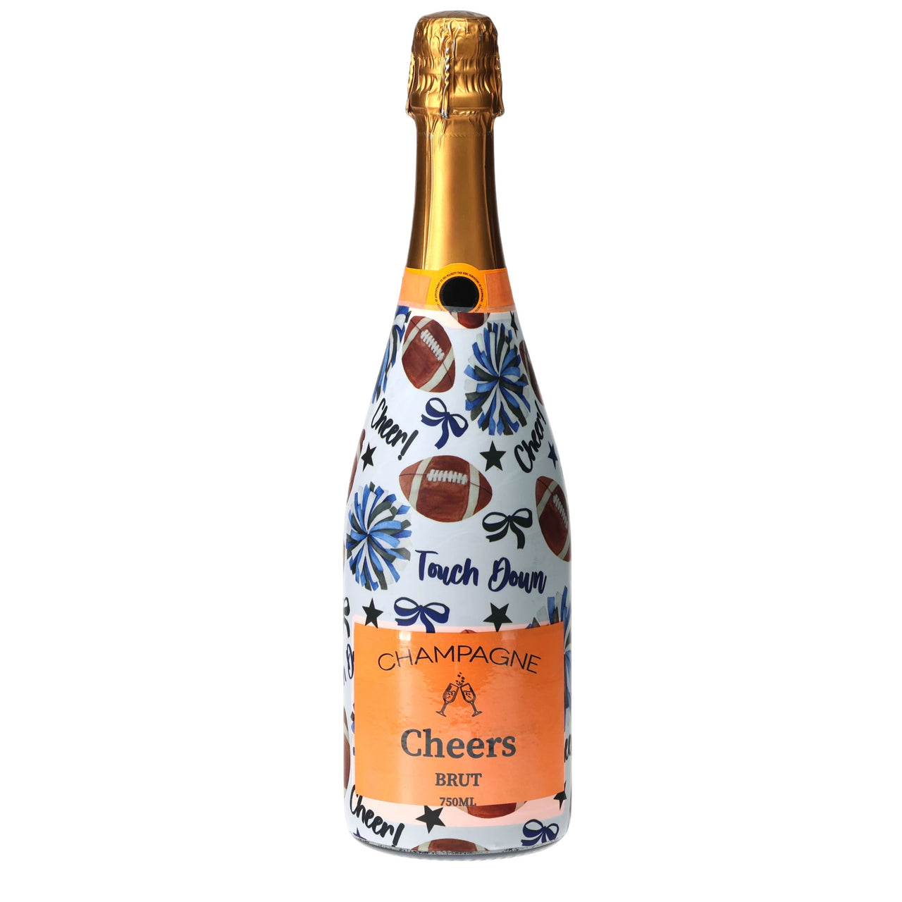 Royal Blue & White Game Day Champagne Bottle Wrap bottle wrap on a Veuve Clicquot champagne bottle